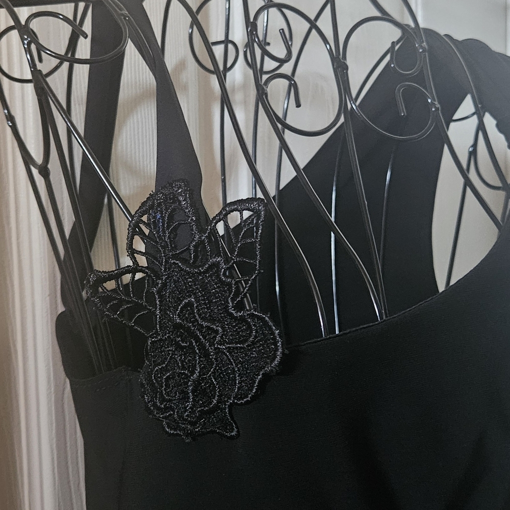 Solid Black Asymmetrical Cocktail Dress
